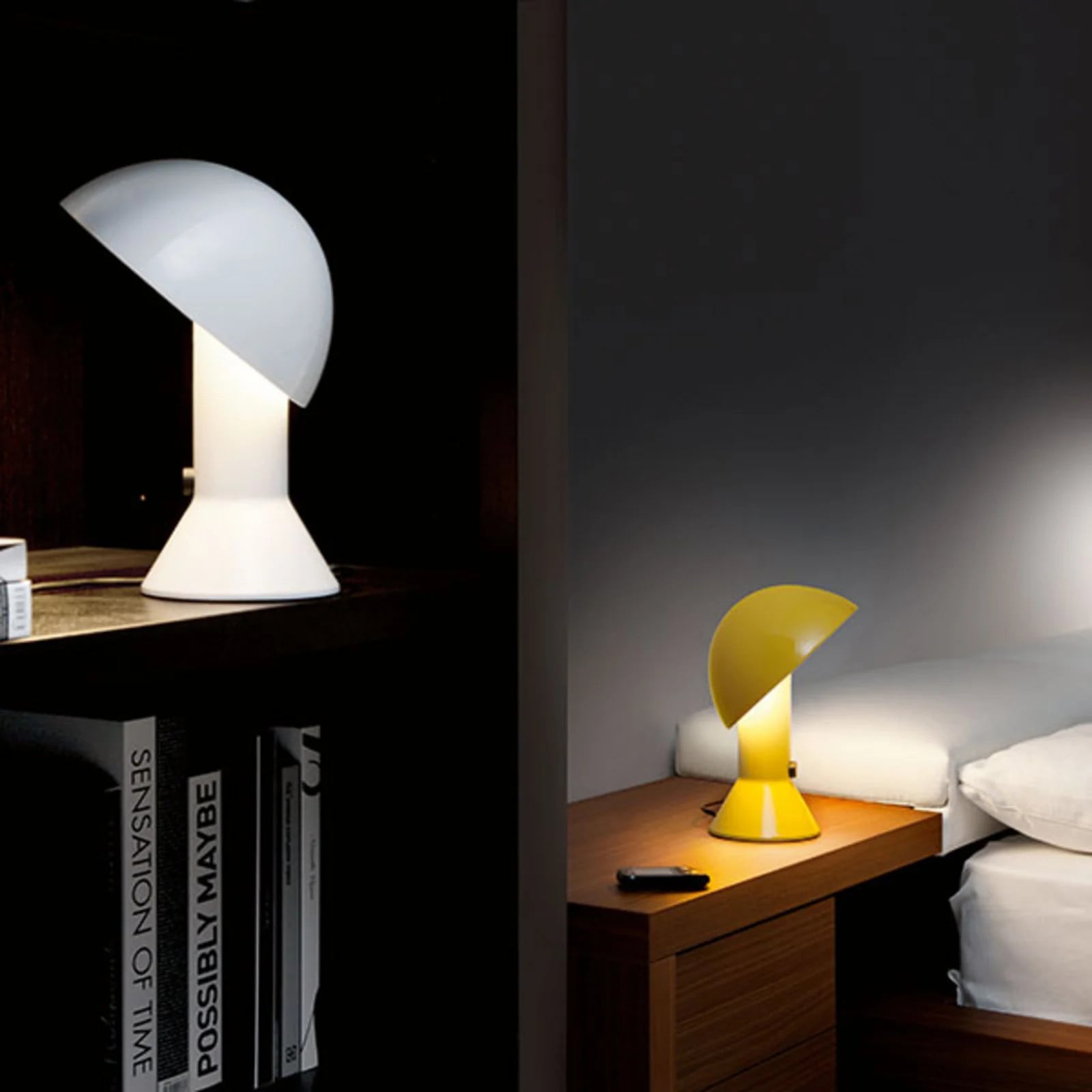 Martinelli Luce Elmetto Tafellamp Geel met Lampenkap
