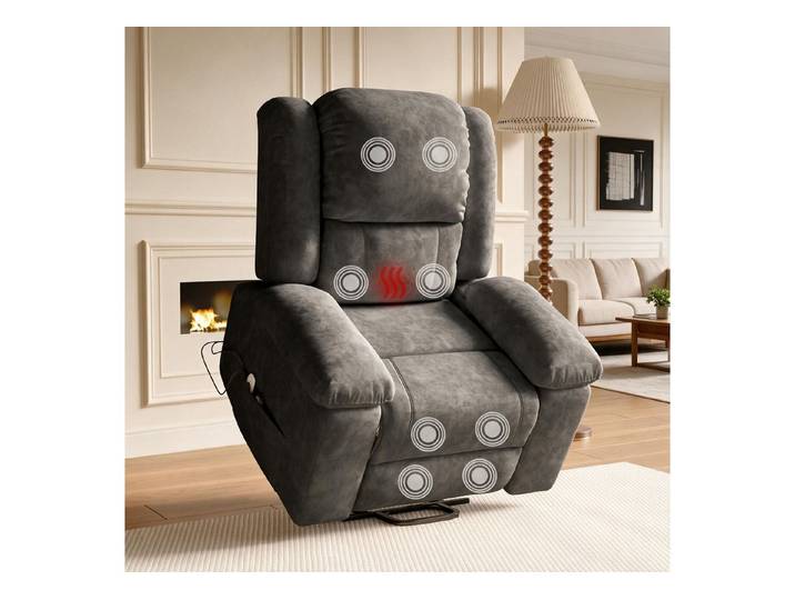Simurq Massagesessel Elektrischer Aufsteh‑Massagesessel, Relaxsessel, 8 Massagepunkte