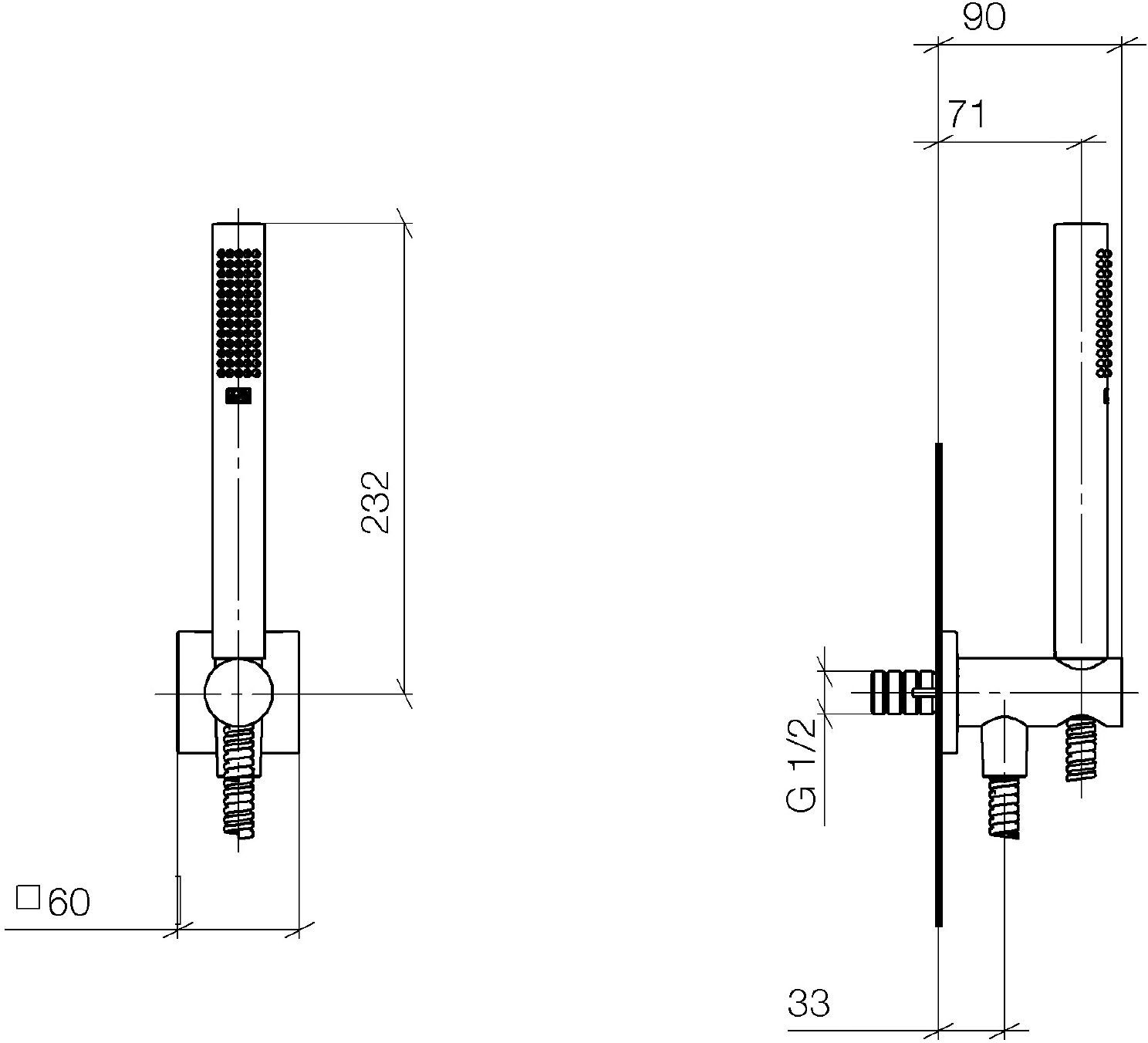Dornbracht Schlauchbrausegarnitur mit integriertem Brausehalter