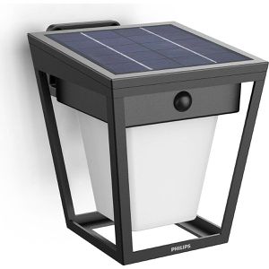 Philips Wandleuchte Nissa, aus Kunststoff, für außen (IP44), Solarbetrieb, Bewegungsmelder, anthrazit, warmweiß, mit LED