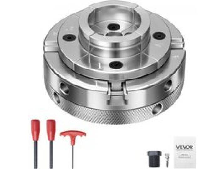 VEVOR 4 Zoll Drechselfutter 4 Backen Zentrierfutter mit 1 Zoll x 8 TPI Gewinde & Adapter, Vernickelte Oberfläche Spannbacken Hochfester Stahl, Spreizen und Klemmen für die Holzbearbeitung