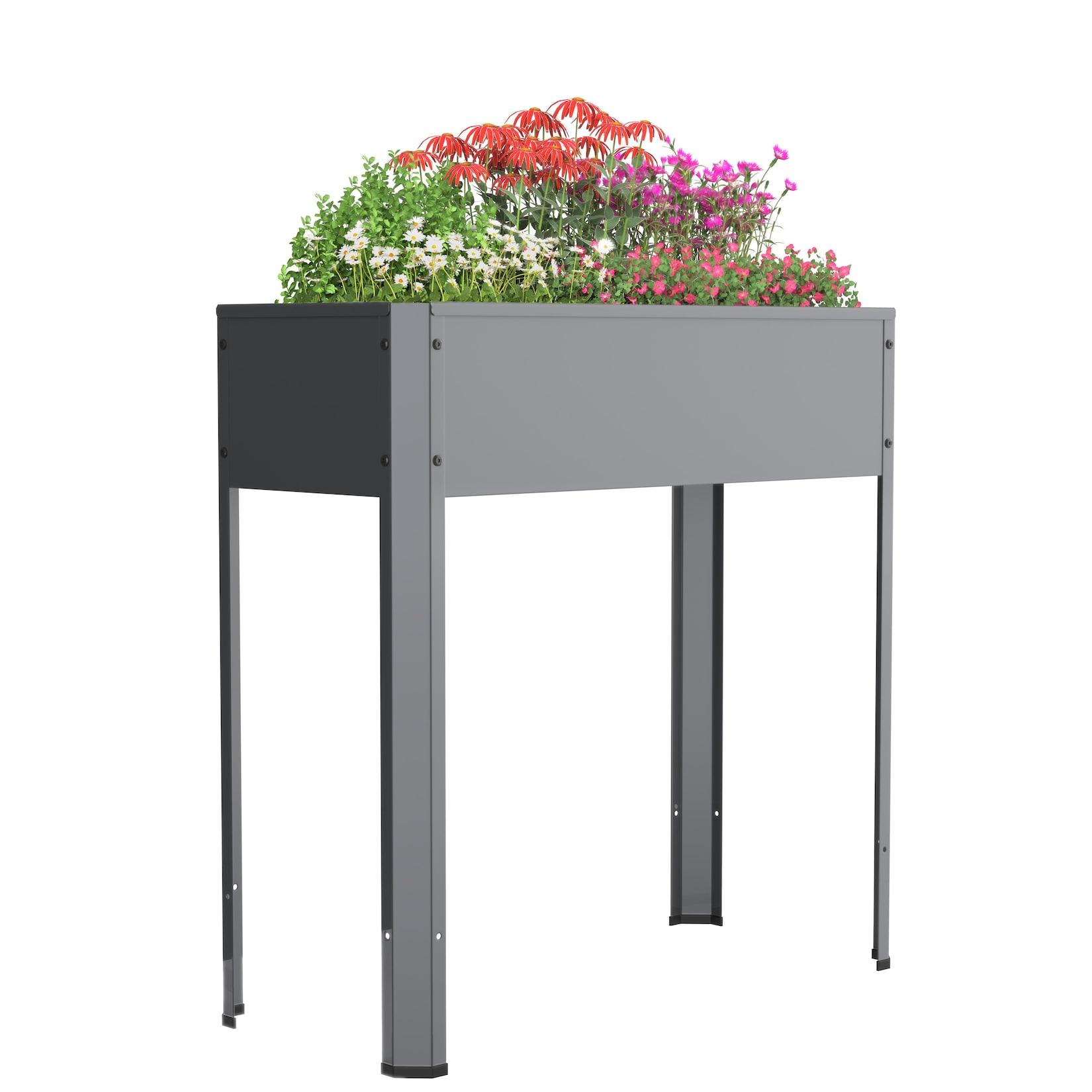 VCM Metall Hochbeet 80x35x80 cm, stehender Pflanzkasten für Balkon Terrasse Garten, Blumenkasten, Balora L