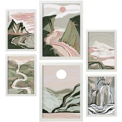 POSTER Set Mit 6 Komplexe Natur 1 A3 & A4 Weißer Rahmen