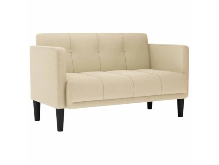 TEKGHUT Zweisitzer-Sofa Creme 111 cm Stoff Polyestergewebe, Schaumstoff und Feder, Sperrholzrahmen, stützende Beine, Sperrholz-Armlehnen, modern und traditionell