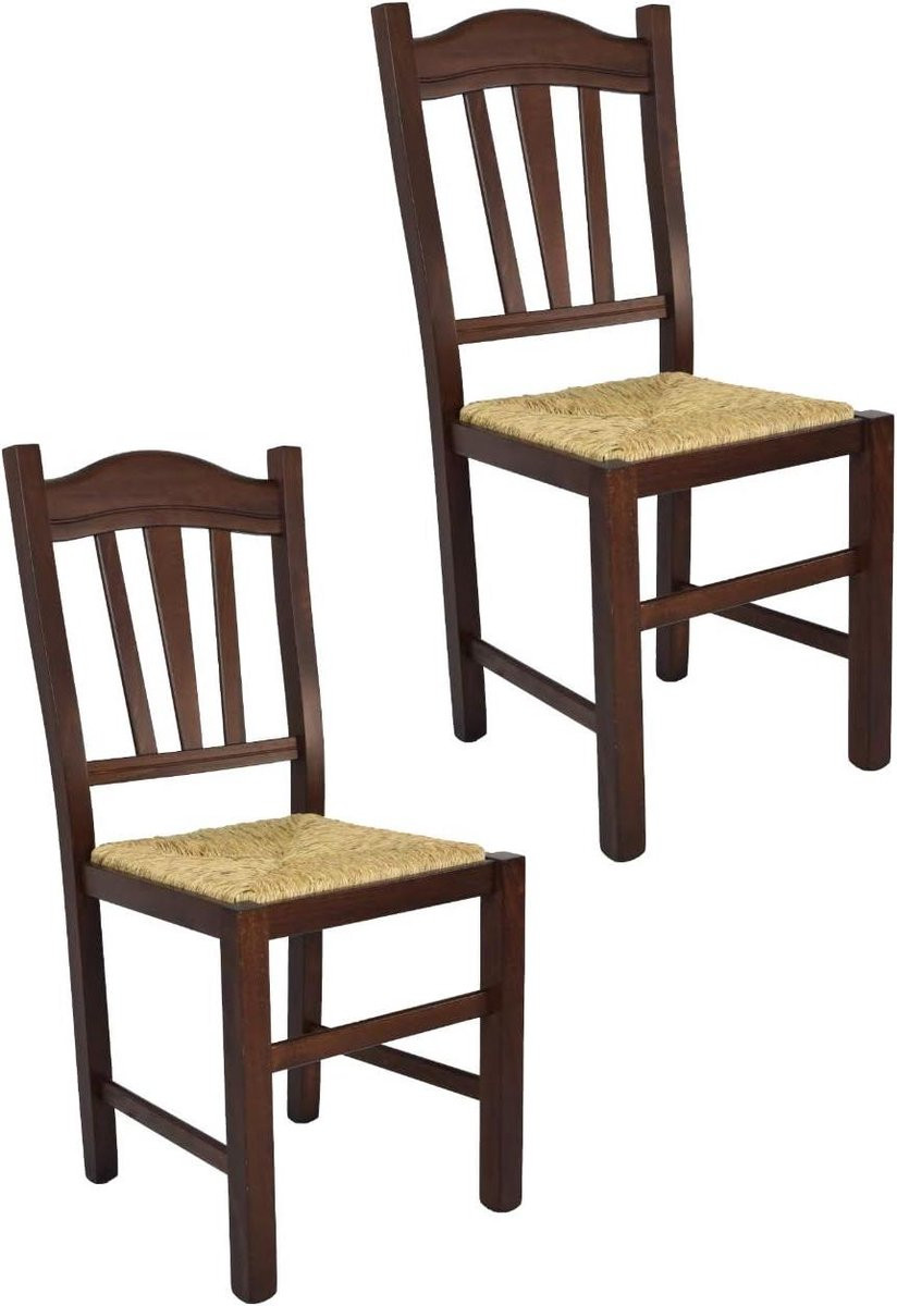 Set van 2 handgemaakte eetkamerstoelen in walnoot