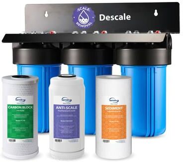 iSpring WGB31B-DS Anti-Scale Whole House Water Filter System, Reduces Chlorine, Odor, & Sediments, Water Descaler & Water Filter