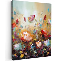 LEINWANDBILD Blumen - Kunst - Natur - Ölgemälde Room Decor 30x40 cm
