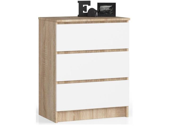 Commode AKORD K60 Chêne Sonoma 60 cm 3 tiroirs façade Blanche 60x40x77 cm
