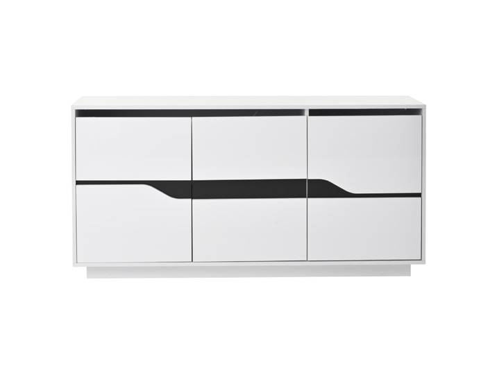 Buffet laqué en panneau de particules blanc et noir avec led