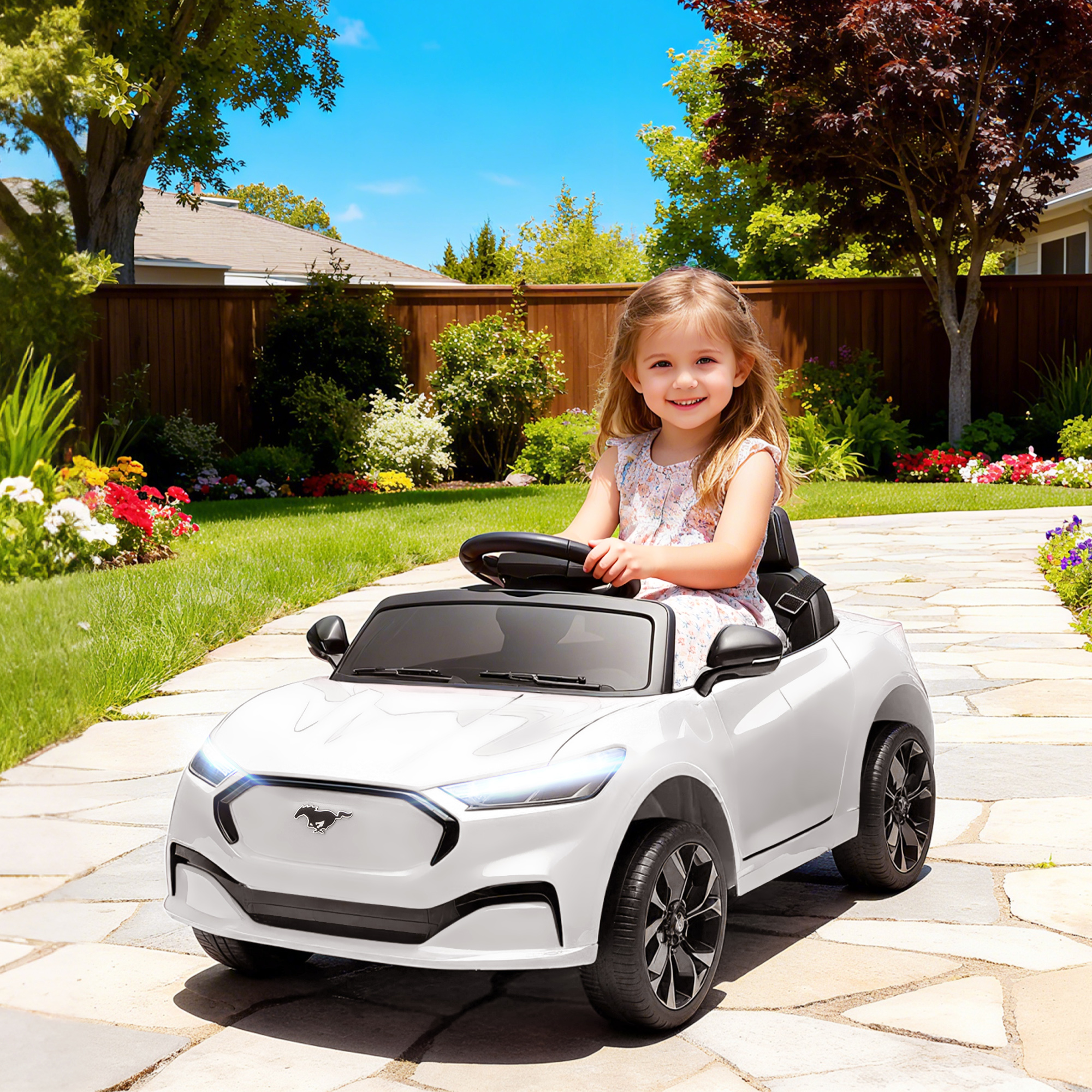 Aiyaplay Auto elettrica per bambini con licenza ufficiale e telecomando, 92x55x44 cm, bianco   Aosom Italy