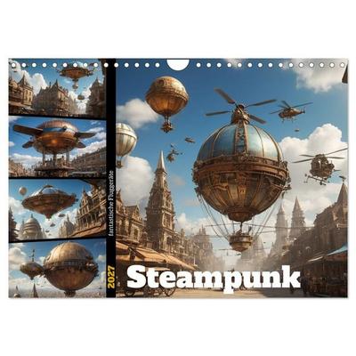 Steampunk - fantastische Fluggeräte (Wandkalender 2027 DIN A4 quer), CALVENDO Monatskalender