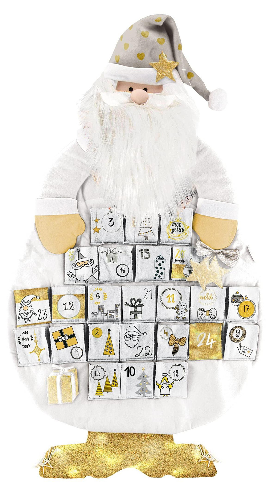 oCreon Adventskalender Kerstman - Goud - XXL Vilten Adventskalender om te vullen