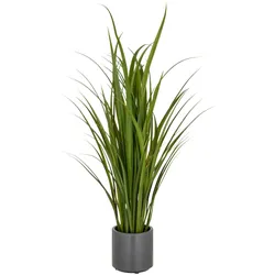 CREATIV green künstliche Pflanze Miscanthusgras im grauen Kunststofftopf, 115cm grün