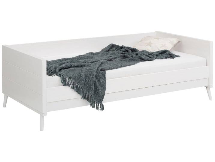 Jugendbett GOODPRODUCT Ellen , weiss (weiß), B:97cm L:209cm, Betten, Jugendbett, aus massivem Kiefernholz, in 2 verschiedenen Farben, mit Holzfüssen
