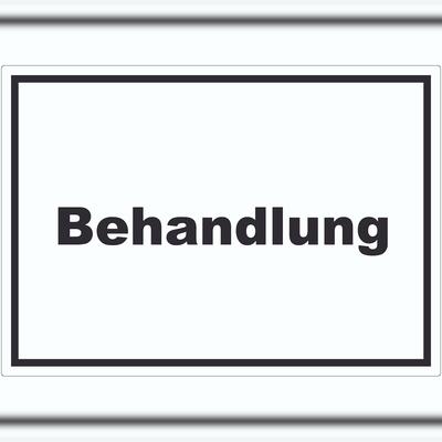 HB-Druck Behandlung Aufkleber mit Text Behandlungsraum waagerecht A9 (37x52mm)