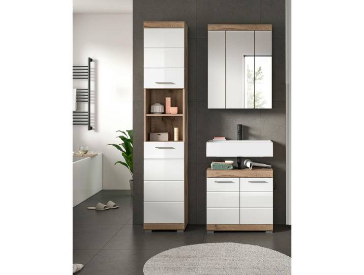 Badezimmer Wave Eichefarben Dekor Weiß HG