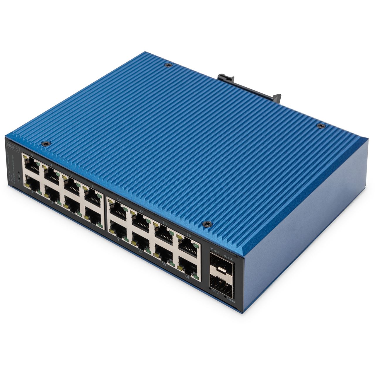 Digitus Switch Ind. 16-Port Gigabit Unmanaged blau