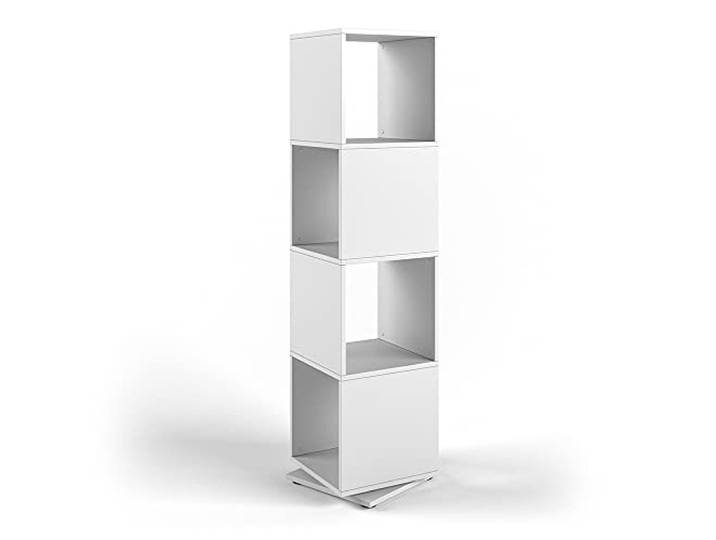 Vicco Drehregal, Weiß, 35.2 x 144.2 cm zur Aufbewahrung von Akten und 30x30 cm Boxen, 360° drehbar