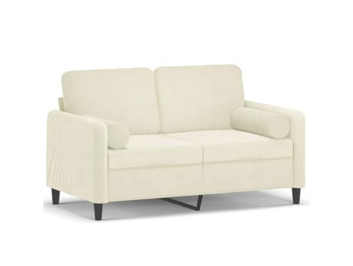 Makastle 2 Sitzer Sofa Couch mit Zierkissen Creme 120 cm Samt
