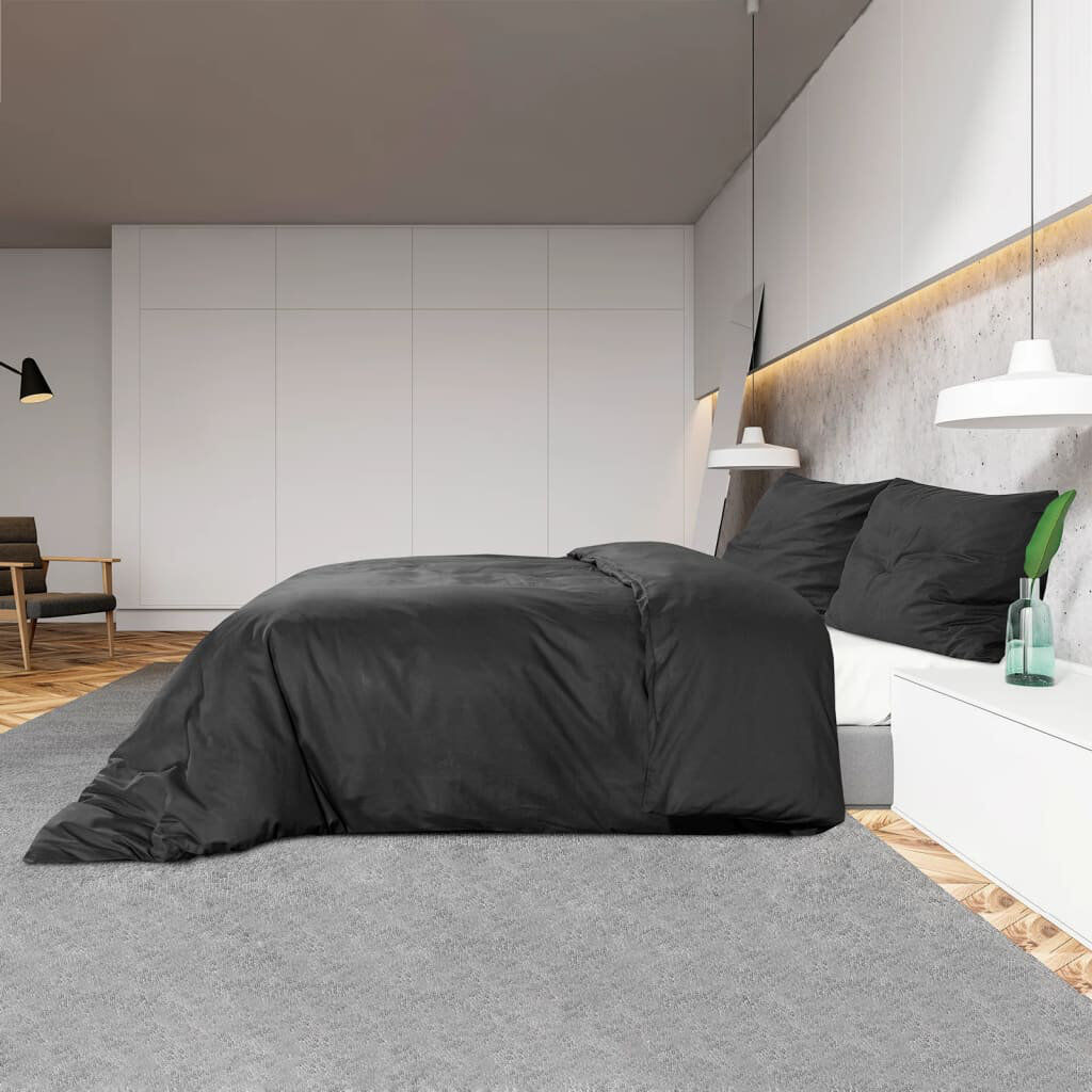Symple Stuff Black Egyptian Quality Cotton Traditional Duvet Cover Set Black 140 x 200 cm + 60 x 70 cm