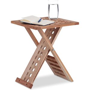 Relaxdays Beistelltisch 10021328, braun, aus Holz / Metall, quadratisch, (B/H) 33 x 40,5 cm, klappbar