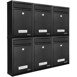 Monzana 6x Briefkasten Set schwarz