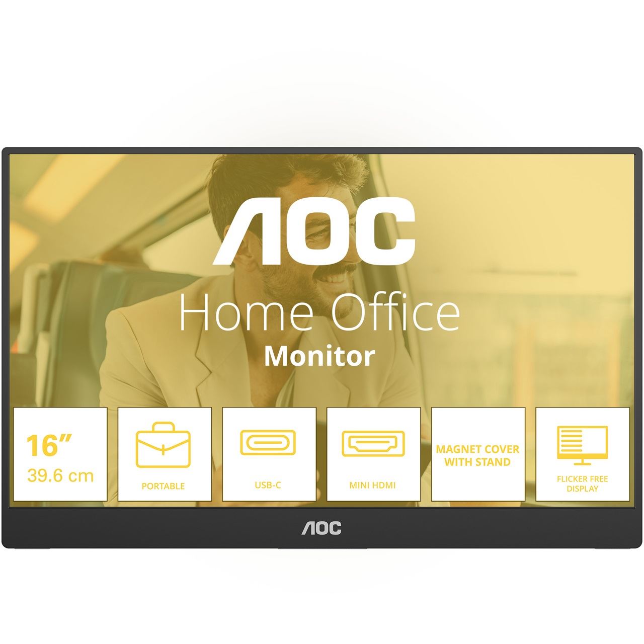 15,6" (39,62cm) AOC 16T20E2 schwarz 1920x1080 1xMini-HDMI / 1x USB-C mit Displayport