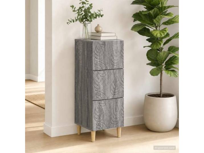 VIHHQGC Schubladenschrank Grau Sonoma 33 x 34,5 x 90 cm Holzwerkstoff Stabile Eukalyptusbeine, pflegeleichte Oberfläche, vielseitig einsetzbar, platzsparendes Design