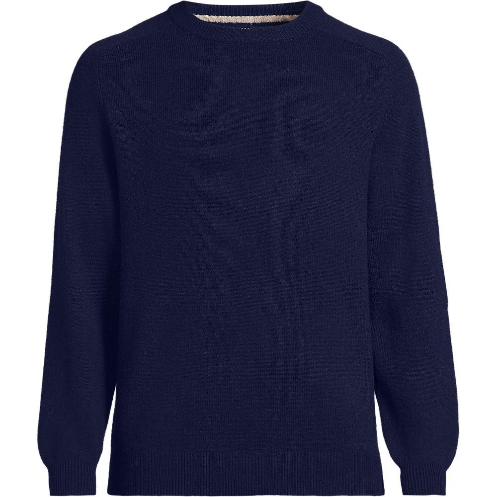 Rundhalspullover aus Lambswool, Herren, size: regular, Blau, Wolle, by Lands' End
