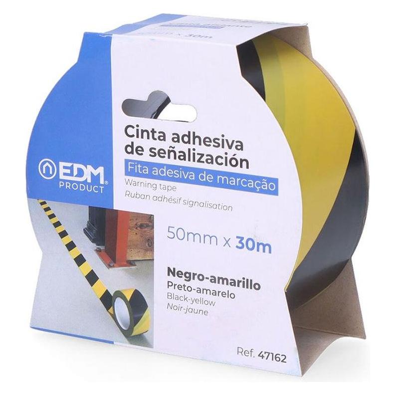 EDM Warnband pvc gelb und schwarz 50 mm x 30 m (48 Stk.) (49395137)