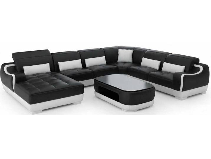 Xlmoebel Ecksofa Modernes Schwarzes Ecksofa U Form Wohnzimmer Couchtisch Luxus Design, 2 Teile, Special features