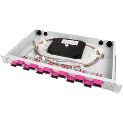 Telegärtner Karl Gärtner Spleissbox bestückt 12xSCD 50/125OM4 1HE TNSB-Be-12SC, Server Zubehör, Grau