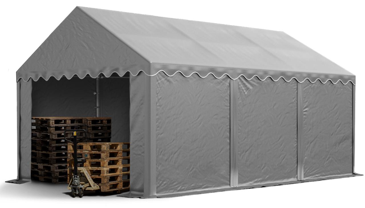 TOOLPORT Lagerzelt 3x6 m Unterstand Weidezelt Garagenzelt PVC Plane 700 N wasserdicht in grau