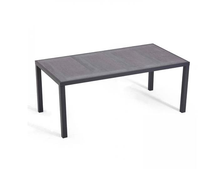 Oviala - Table avec plateau en céramique gris anthracite 8 personnes