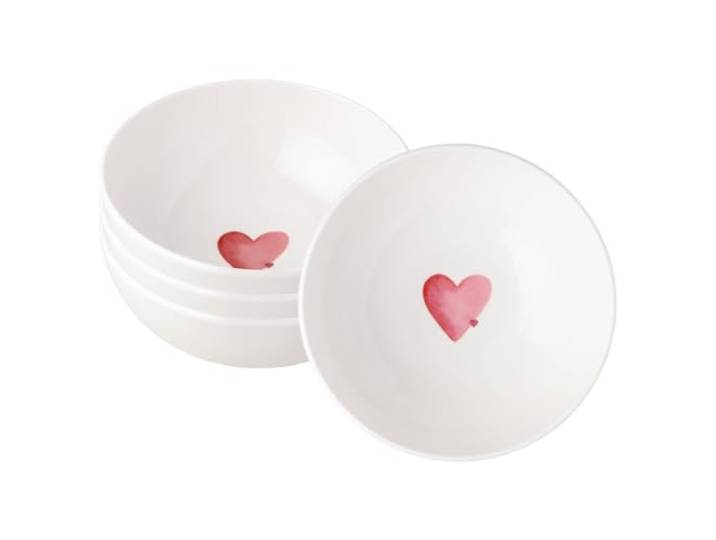 Villeroy & Boch With Love Müslischalen Sending Love 4er Set, 590 ml, Vielseitige Schalen für Suppe, Salat und Ramen, Premium Porzellan, spülmaschinen- & mikrowellengeeignet