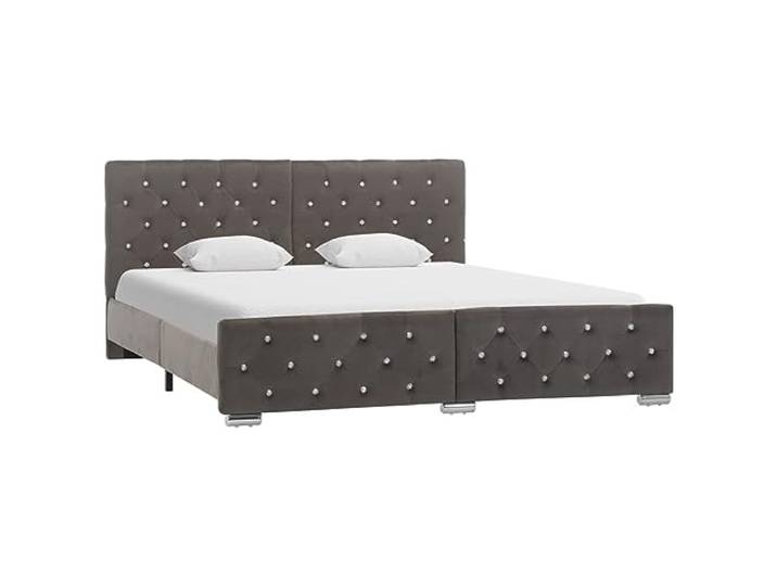 Samtbezug Holz und Stahl Robust Elegantes Schlafzimmer Design 160 x 200 cm Bettgestell Grau Samt 160x200 cm Polsterbett mit Kopfteil Holz Stahl Metallfüße Luxus Schlafzimmer Möbel Ohne Matratze