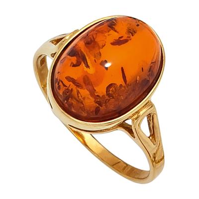 Goldring JOBO Gr. 52, gelb (gelbgold 375), Fingerringe, Damen, 52, Gelbgold 375, Goldring, 375 Gold mit Bernstein