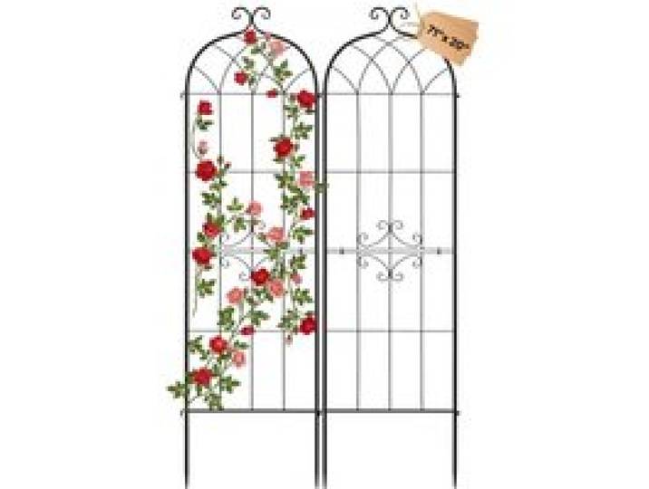 VEVOR Treillis de Jardin Métal 52,5x180 cm Support de Plante Grimpante Lot de 2 Treillis pour Rosiers, Tomates, Concombres, Fleurs Légumes Grimpants, avec Revêtement en Poudre, Système de Verrouillage