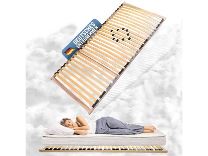 Coemo Lattenrost Basic Überlänge starr Nicht verstellbar, 90x220 cm Stabilen Federholzleisten für alle Matratzenarten geeignet