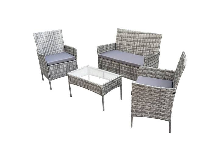 SVITA BROOKLYN Gartenlounge 4-tlg. Gartenmöbel Set Sitzgruppe Polyrattan Grau