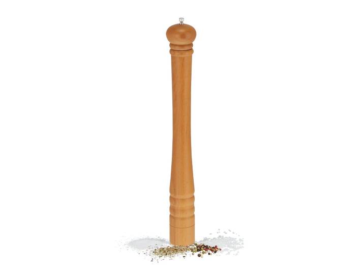 Salz- und Pfeffermühle XXL Holz Hellbraun-Silber