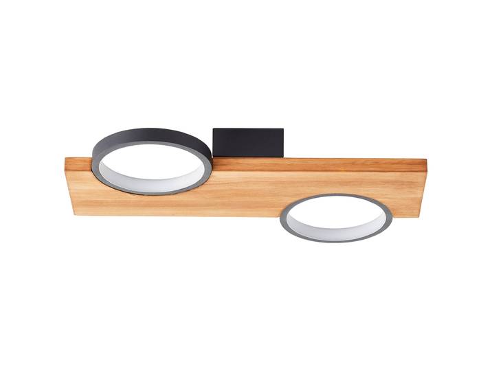 BRILLIANT LED Deckenleuchte Cheesy , schwarz (matt schwarz, holz), H: 5cm, 1 Stk., Leuchten, 40 x 25 cm, 1400lm, 3000K, Holz/Metall, natur/schwarz, LED Deckenleuchte