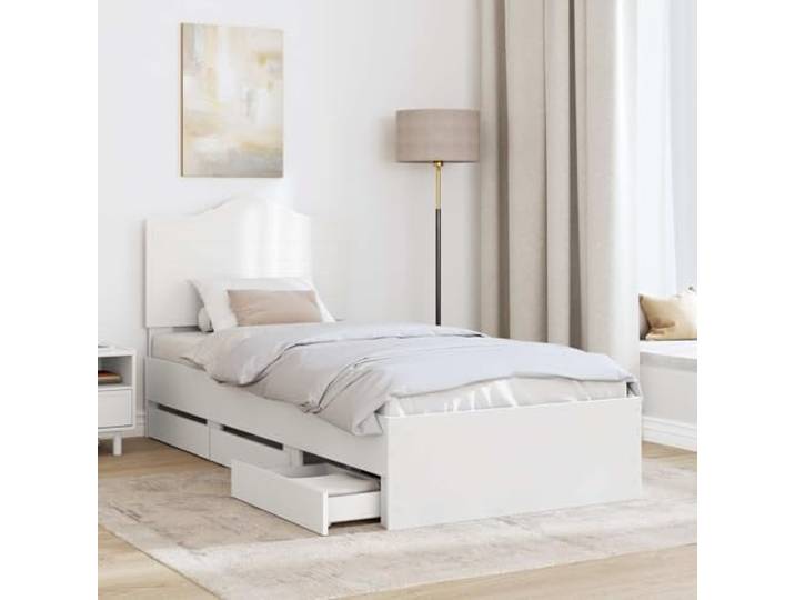 KTHLBRH Bettgestell, weiß, 100 x 200 cm, aus technischem Holz Minimalistisches Design, robuster Rahmen, modernes Zimmer, stabile Basis