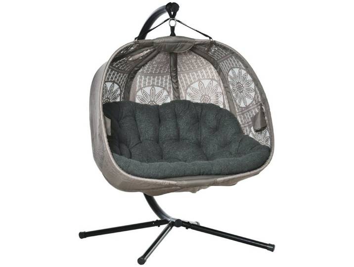 Logidon Chaise Suspendue Duo Frame Pliable Balançoire Suspendue Acier Sable