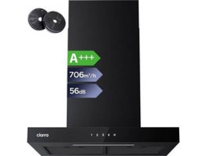 CIARRA Hotte Aspirante 60cm WI-FI et Tactile 706m3/h A+++ Booster Mode Silencieux Filtres à charbon Inclus Noir CD6102B