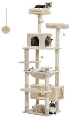 Uplifted Finds Apex Level Multi Tier Cat Mansion & Activity Center beige 164 Cm