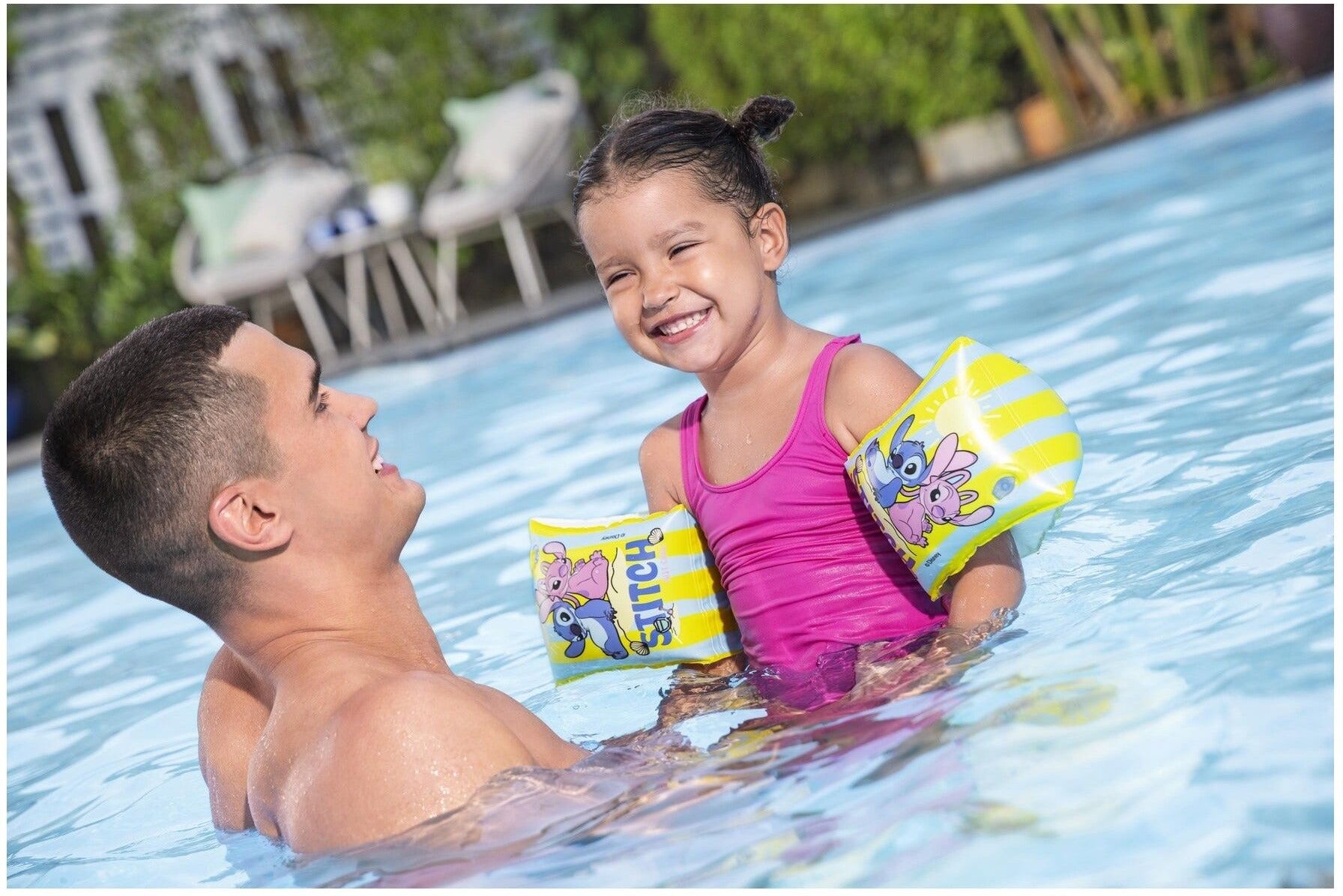 Bestway Disney Stitch Inflatable Swim Armbands for Kids, Safety Swim Aid, 15 x 23cm, Pool and Beach Use