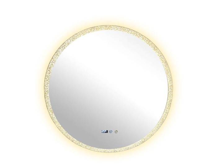 Miroir Salle de Bain LED Rond Intelligent Dimmable Tricolore Anti-Buée HD Verre Trempé Rétroéclairage Luxe Moderne