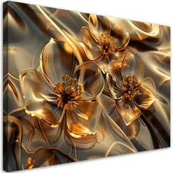 LEINWANDBILD Transparente Glasblumen in Gold 100x70cm