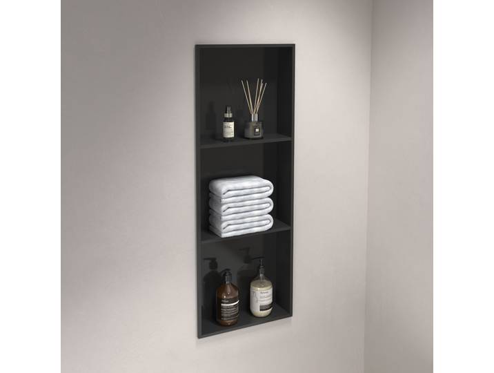 Badregal MARWELL Como , schwarz, B:32cm H:92cm T:10cm, Edelstahl, Regale, Badregal, Wandnische, schwarz